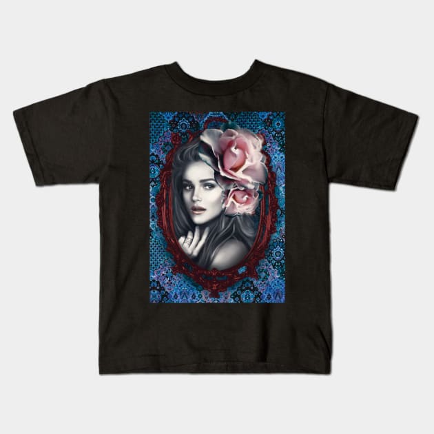 Vampire Vibes Underworld Cold Portrait with roses Kids T-Shirt by Relaxing Art Shop